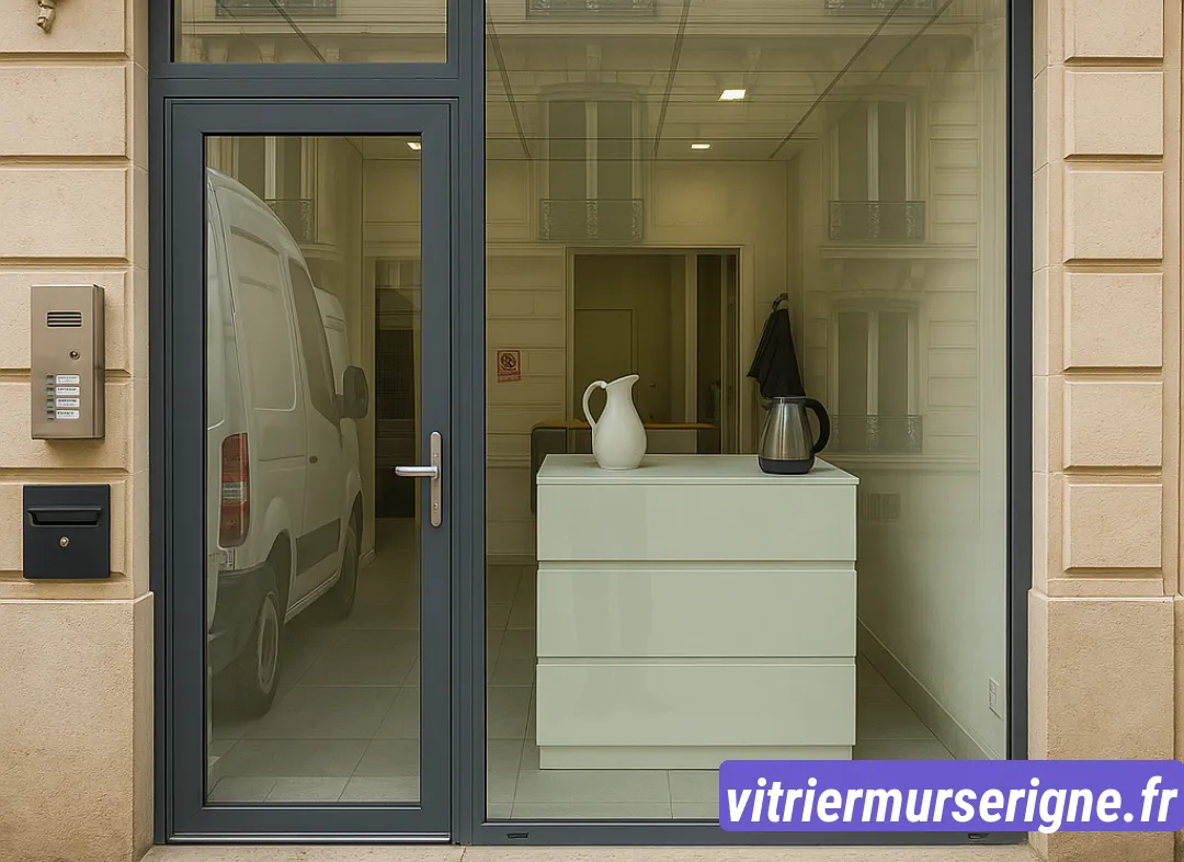 Façade vitrine de magasin en aluminium sur mesure à Mûrs-Erigné